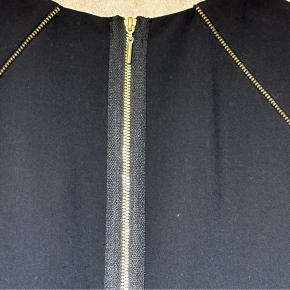 Rebecca Taylor Zipper Detailing Zipper Back Shift Dress 2 Black Gold - Picture 3 of 6